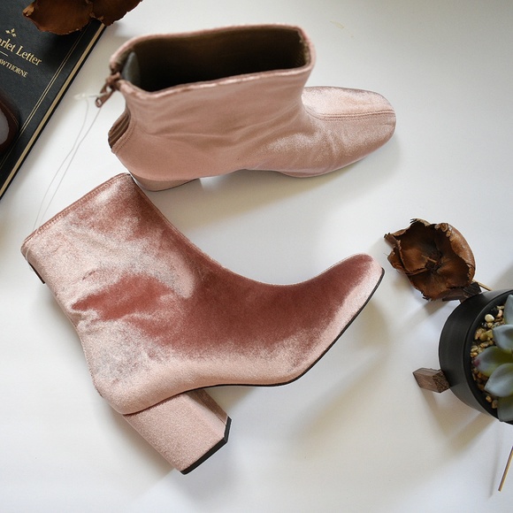 Free People Shoes - Free People Cecile Ankle Bootie Rose Pink Velvet